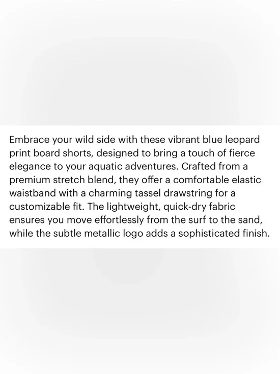 NEW Johnny Was CALME Blue Leopard Print Board Drawstring Beach Shorts Medium - Picture 7 of 15